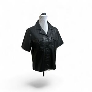 7 for all mankind NWT contemporary pleather vegan button front shirt top medium